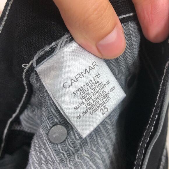 Carmar black distressed destroyed ripped hi rise waist button jean shorts NEW 25 - Picture 7 of 8